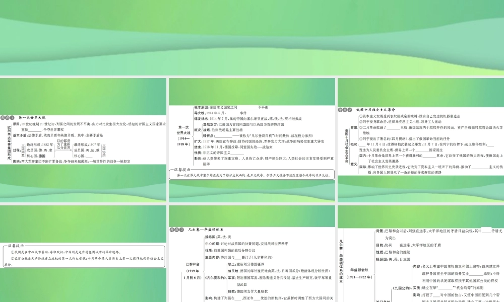 中考历史复习 第十九讲 全球规模的战争和震撼世界的革命课件 岳麓版 课件