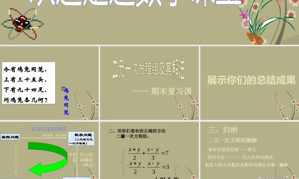 中学七年级数学下册 第八章(二元一次方程组)复习课件2 新人教版 课件