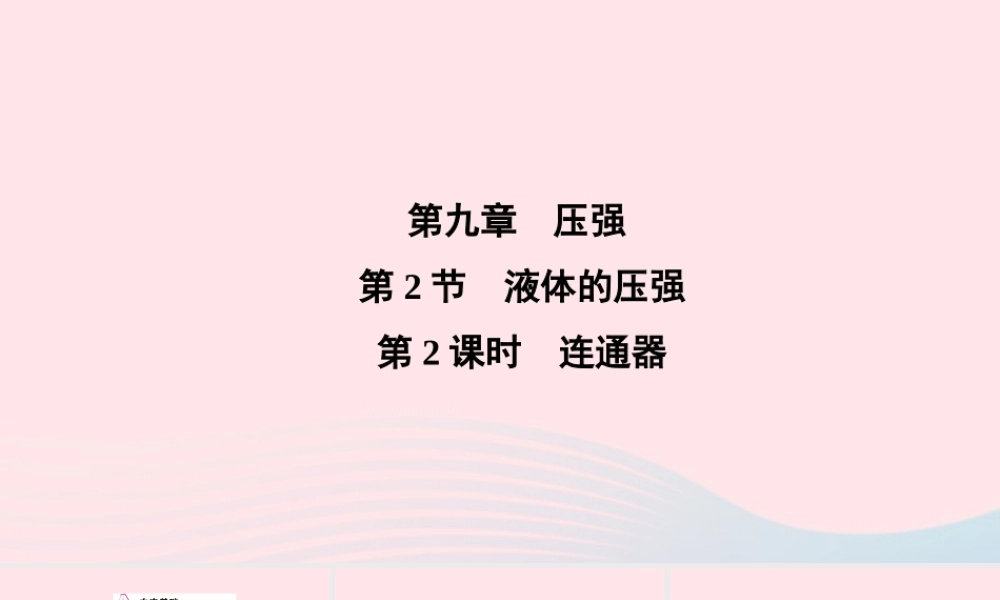 八年级物理下册 第9章 第2节 液体的压强第2课时 连通器课件 (新版)新人教版 课件