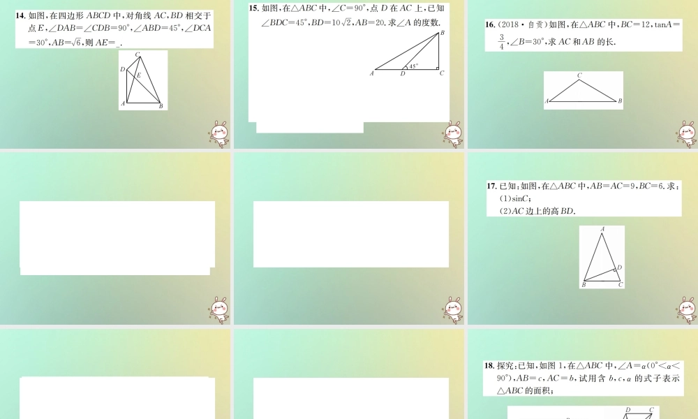九年级数学下册 第二十八章 锐角三角函数 282 解直角三角形及其应用 2821 解直角三角形习题课件 (新版)新人教版 课件