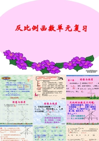 九年级数学反比例函数单元复习 浙教版 课件