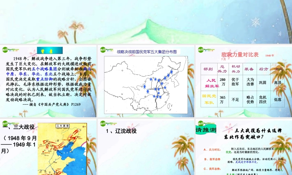 历史人教版新课标八年级上册第五单元之(战略大决战)课件