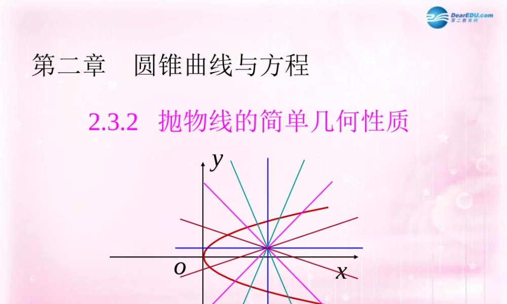 数学 2.3.2 抛物线的简单几何性质课件 新人教A版选修1-1 课件