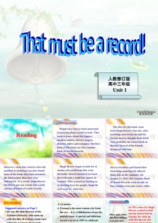 新课程高三英语Unit1课件 人教修订版 课件