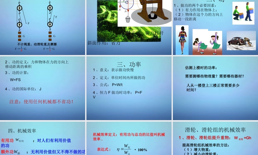 九年级物理上册 第11章 简单机械和功复习课件 苏科版 课件