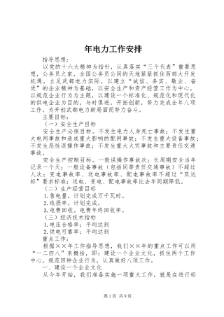 年电力工作安排