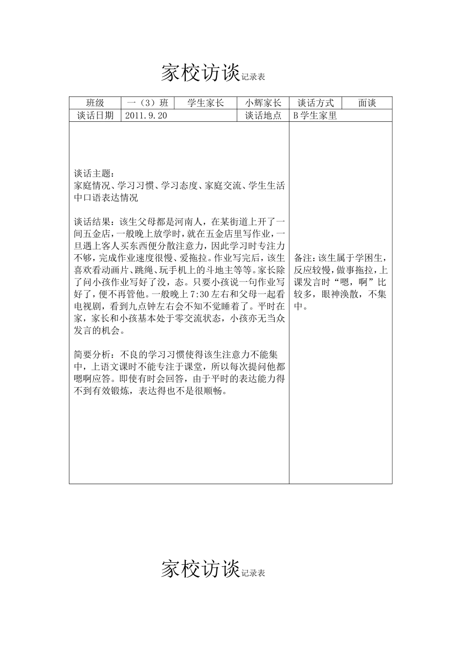 家长访谈记录表_第2页