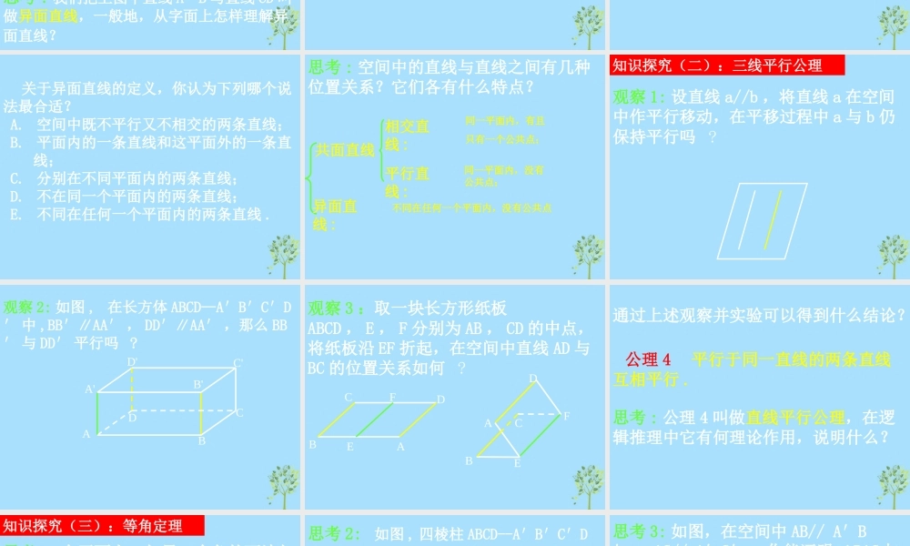 山西省忻州市高考数学 专题 直线位置关系复习课件