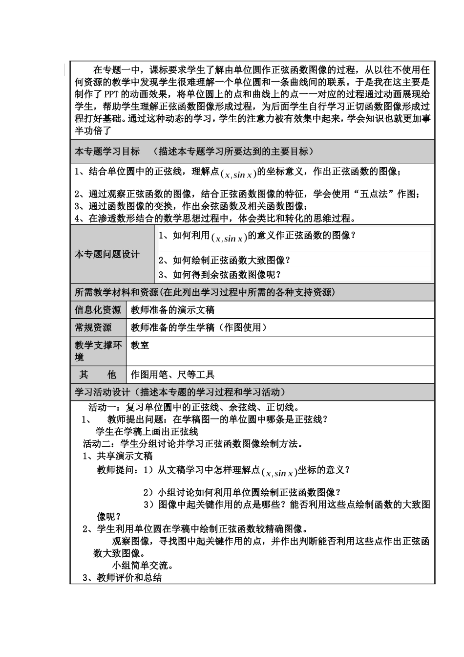 三角函数图像和性质主题单元设计及思维导图_第3页