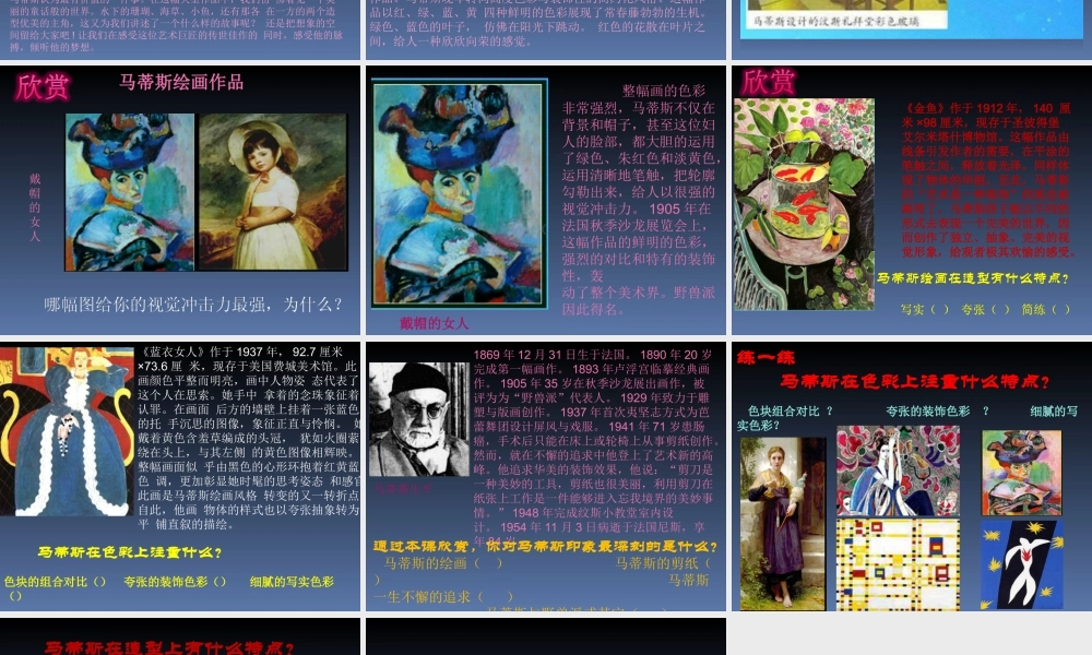 世纪的艺术大师马蒂斯教学课件