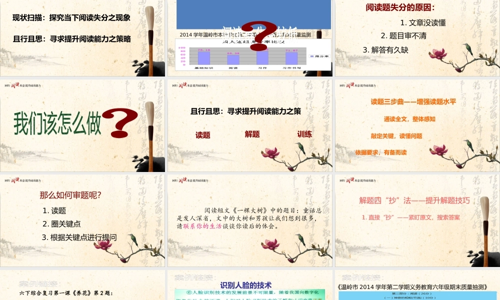 小学六年级语文毕业交流材料：摭谈学生阅读理解存在的问题及对策