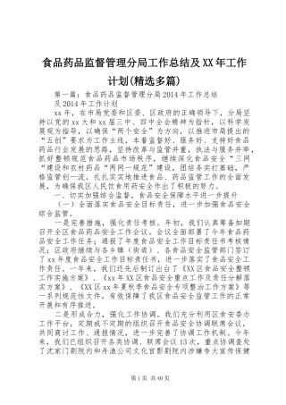 食品药品监督管理分局工作总结及XX年工作计划(精选多篇)