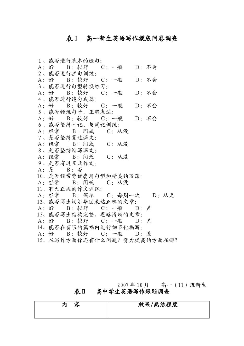 英语写作问卷调查_第1页