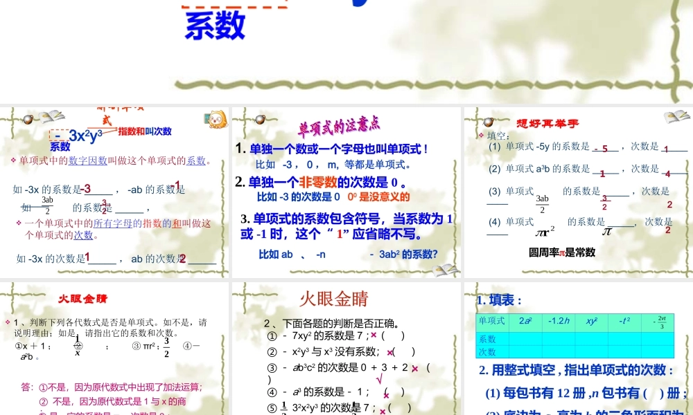 单项式多项式复习
