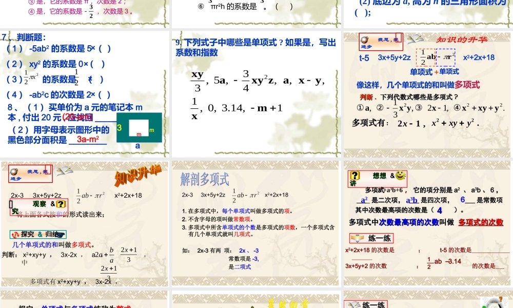 单项式多项式复习