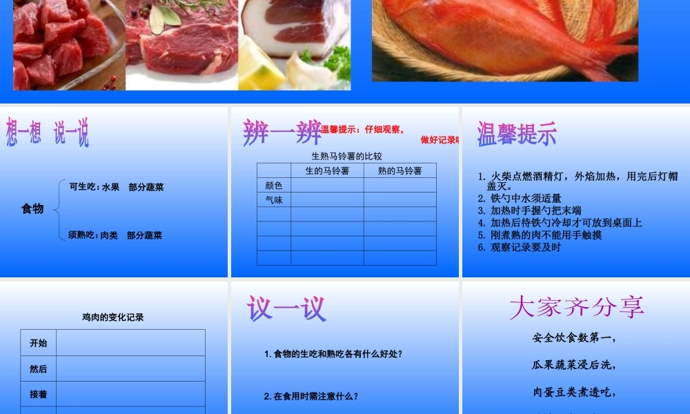 教科版科学四下《生的食物和熟的食物》八道泉中学马治银