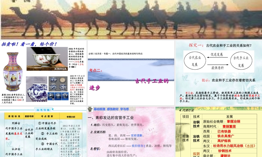 必修二第2讲《古代手工业的进步》课件