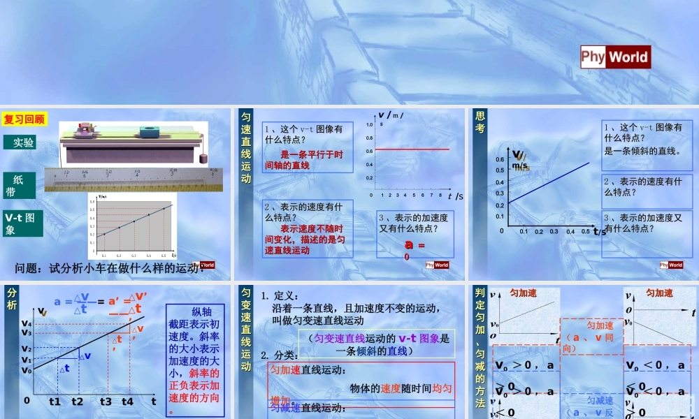 匀变速直线运动速度与时间关系