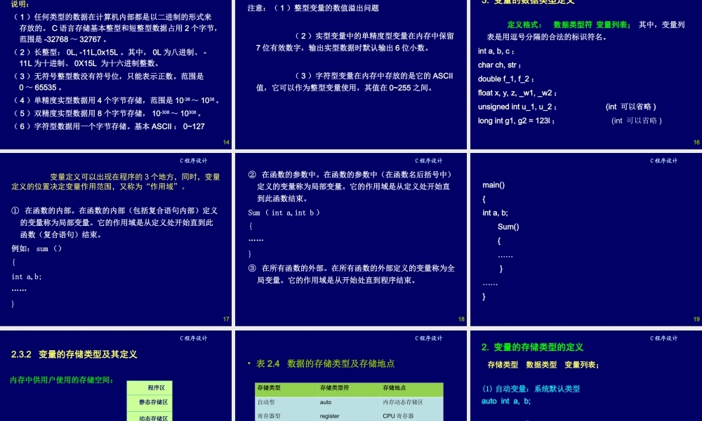 C程序设计-数据类型及运算符