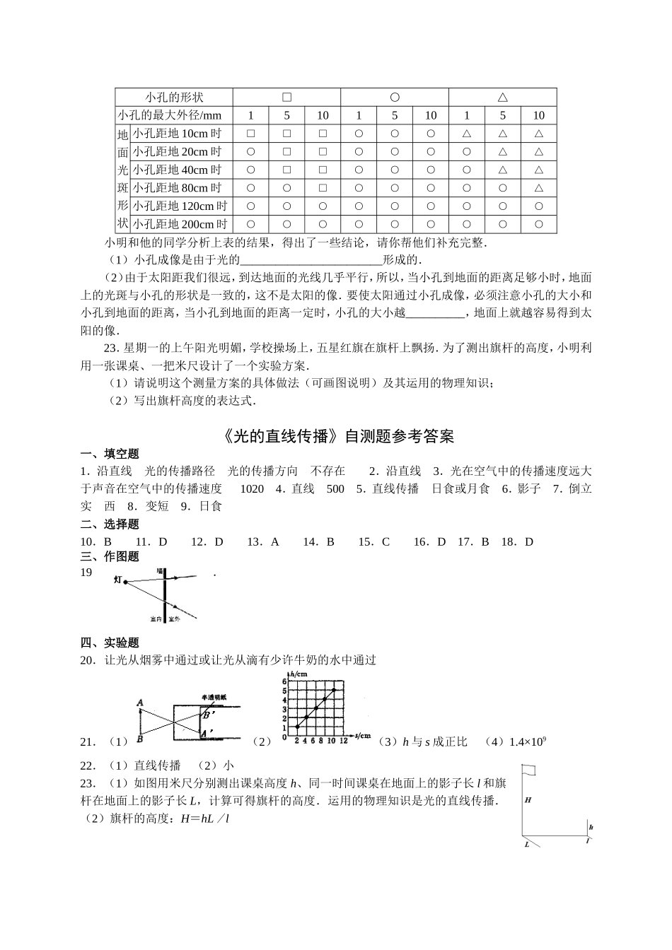 《光的直线传播》自测题_第3页