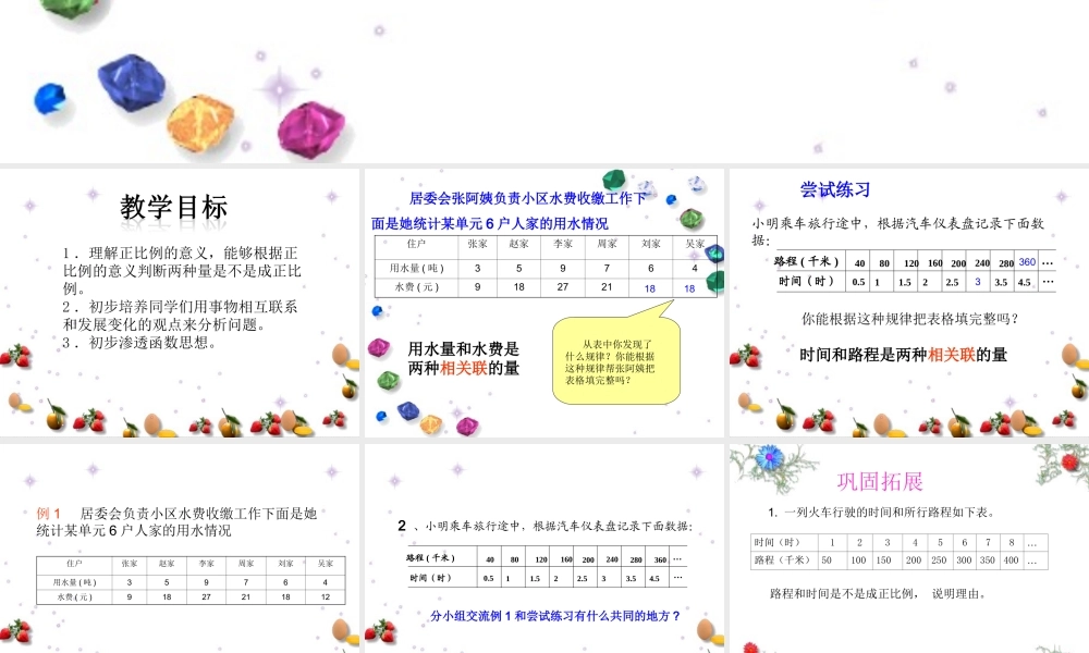 (北师大版)六年级数学下册课件_正比例的意义