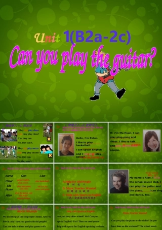中学七年级英语下册 Unit 1 Can you play the guitar Period 3课件 (新版)人教新目标版 课件