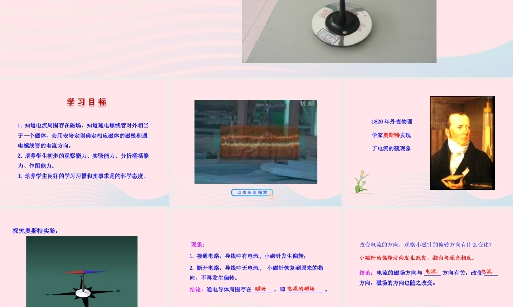 九年级物理全册 第十七章 第二节 电流的磁场课件 (新版)沪科版 九年级物理全册 第十七章 第二节 电流的磁场课件+素材(新版)沪科版