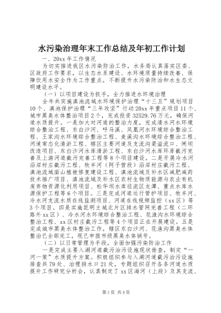 水污染治理年末工作总结及年初工作计划