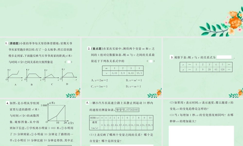 春八年级数学下册 第19章 一次函数 19.1 函数 19.1.2 函数的图象 第2课时 函数的表示方法课后作业课件 (新版)新人教版 课件