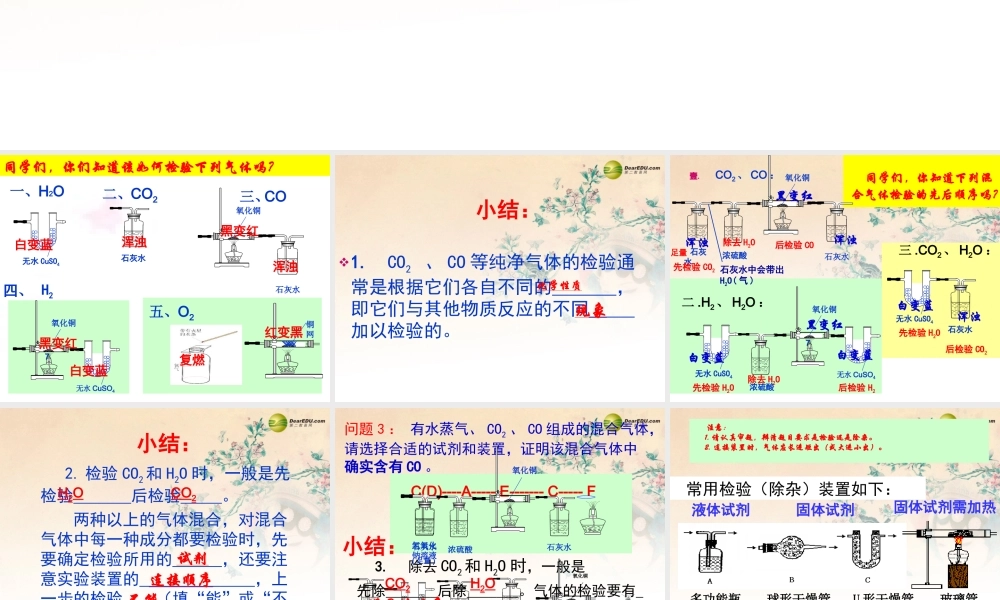 化学评价研讨暨复习备考会1 气体的检验和除杂课件