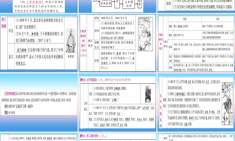 中考历史准点备考 板块二 中国近代史 主题一 列强侵略和中华民族的抗争与探索课件 新人教版 课件