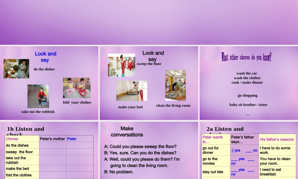 八年级英语下册 Unit 3 Could you please clean your room Period 1课件 (新版)人教新目标版 课件