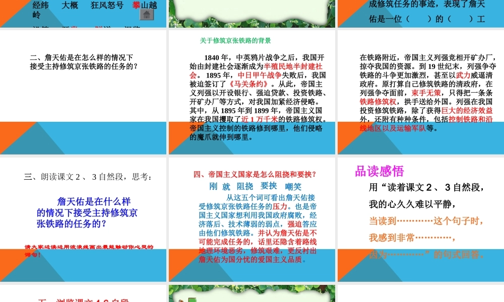 六年级课文《詹天佑》PPT课件