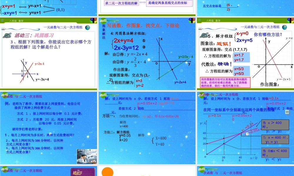 八年级数学上册 一次函数与二元一次方程组 课件 人教新课标版 课件