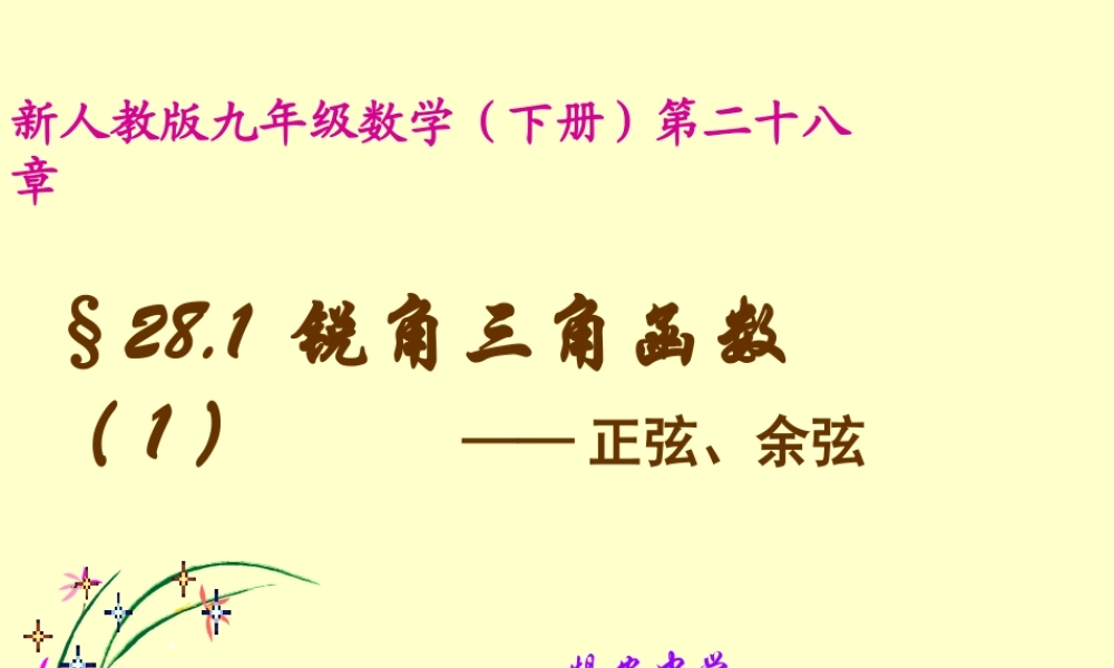 九年级数学第二十八章解直角三角形 锐角三角函数正弦余弦课件 新课标 人教版 课件