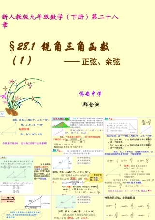 九年级数学第二十八章解直角三角形 锐角三角函数正弦余弦课件 新课标 人教版 课件