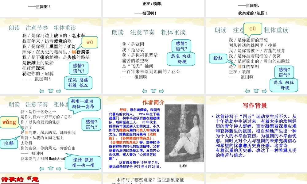 九年级语文(祖国啊，我亲爱的祖国)课件 人教新课标版 课件