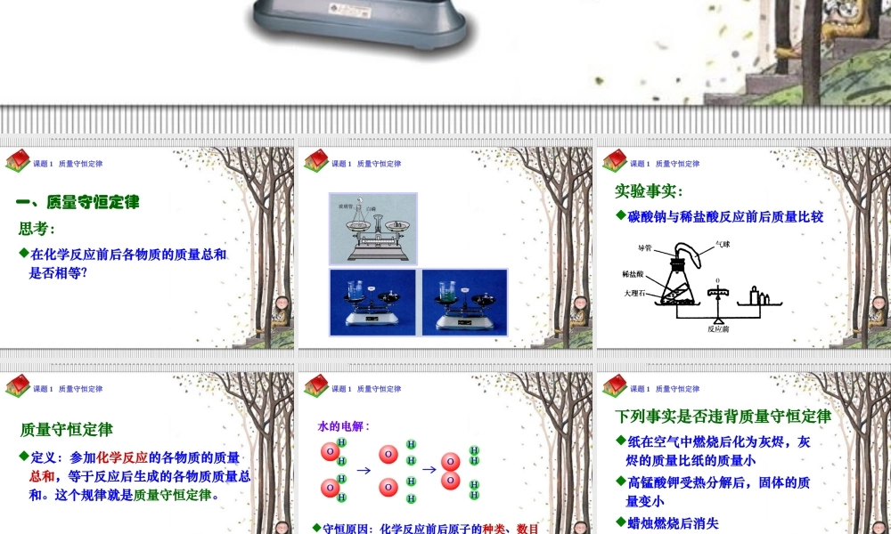 课题1质量守恒定律1