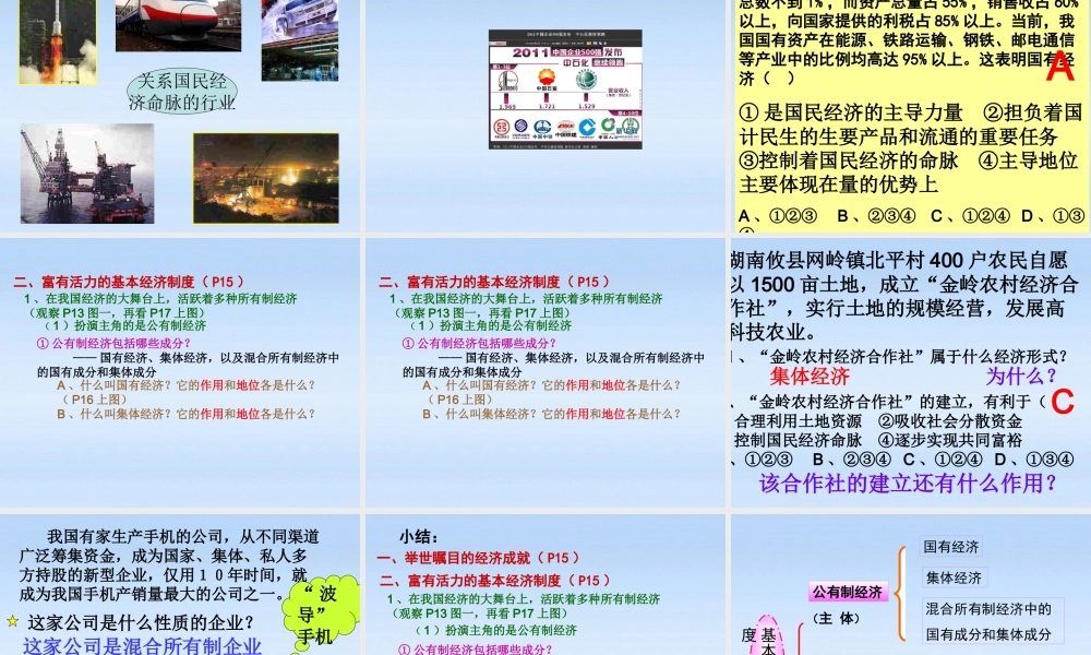 九年级政治 12富有活力的基本经济制度课件 粤教版 课件