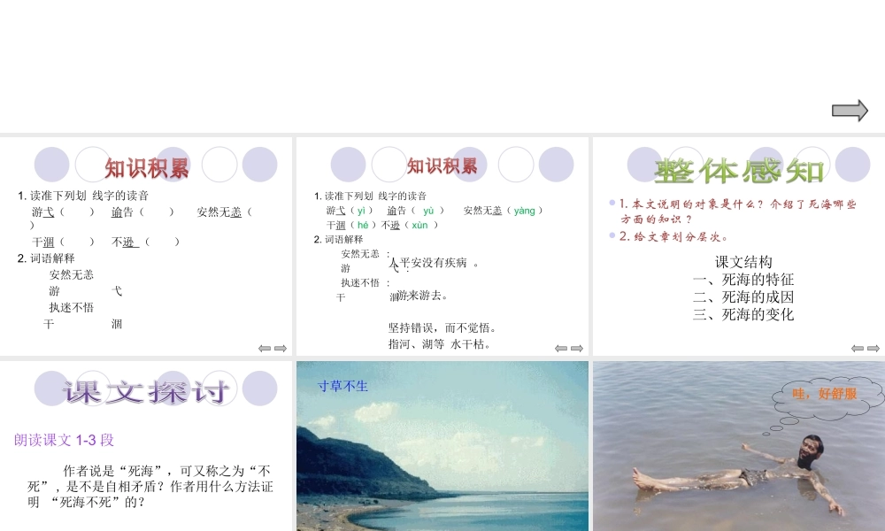 七年级语文上册(死海不死)课件2 鲁教版 课件