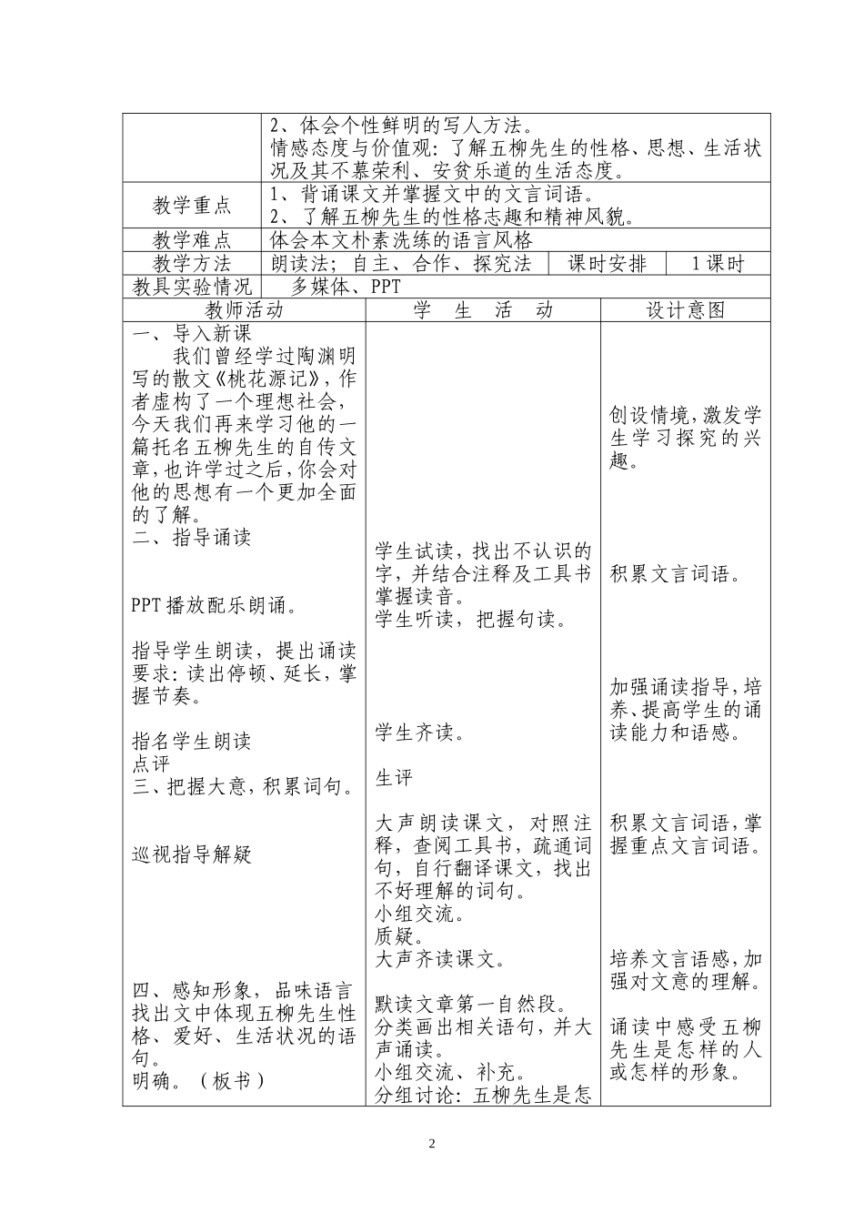 《五柳先生传》教学设计_第2页