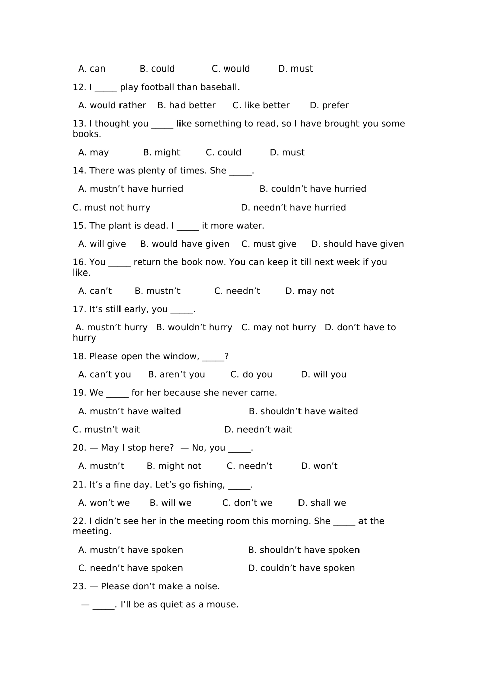 情态动词练习题3_第2页