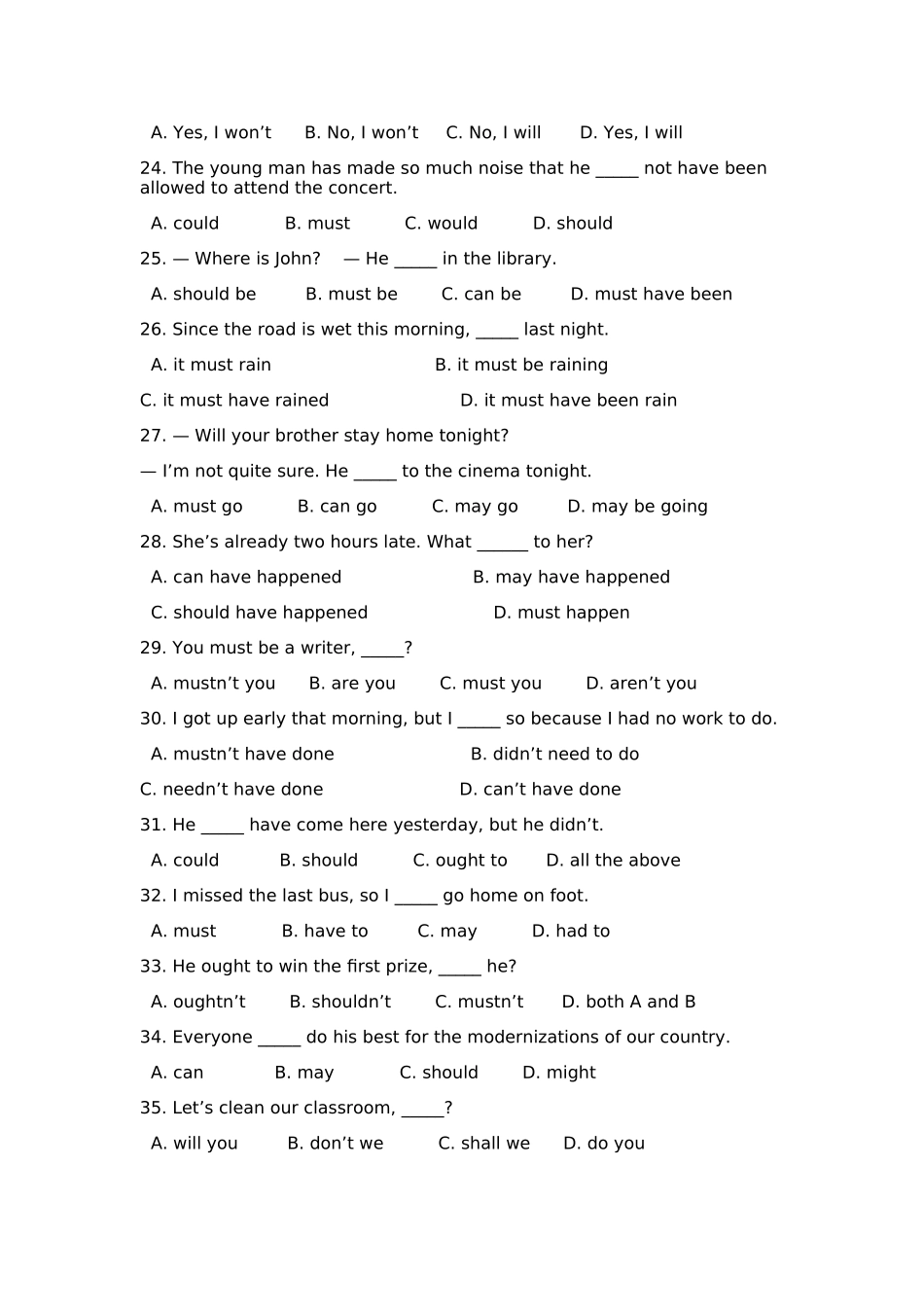 情态动词练习题3_第3页