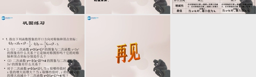 九年级数学上册 二次函数y=ax2bxc的图象与性质课件 鲁教版五四制 课件