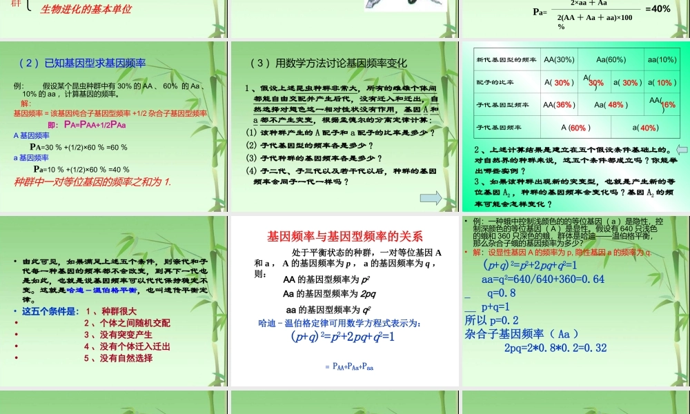 种群基因频率的变化与生物进化