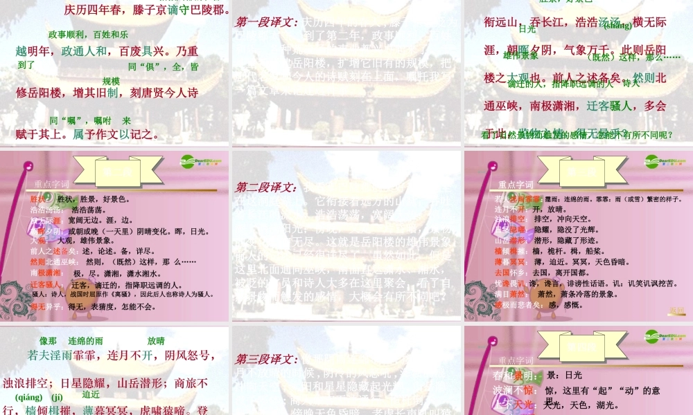 八年级语文下册 (岳阳楼记)优秀实用课件 人教新课标版 课件