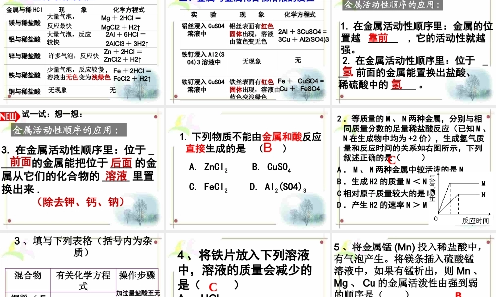 复习第八单元金属复习