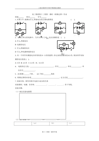 初三物理13周第一课时-作业