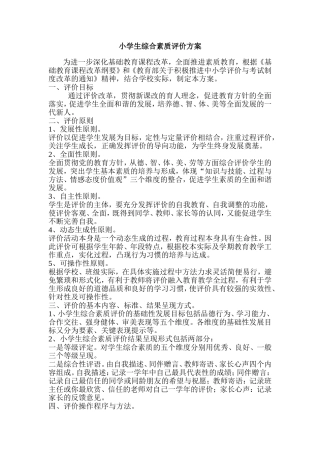 小学生综合素质评价