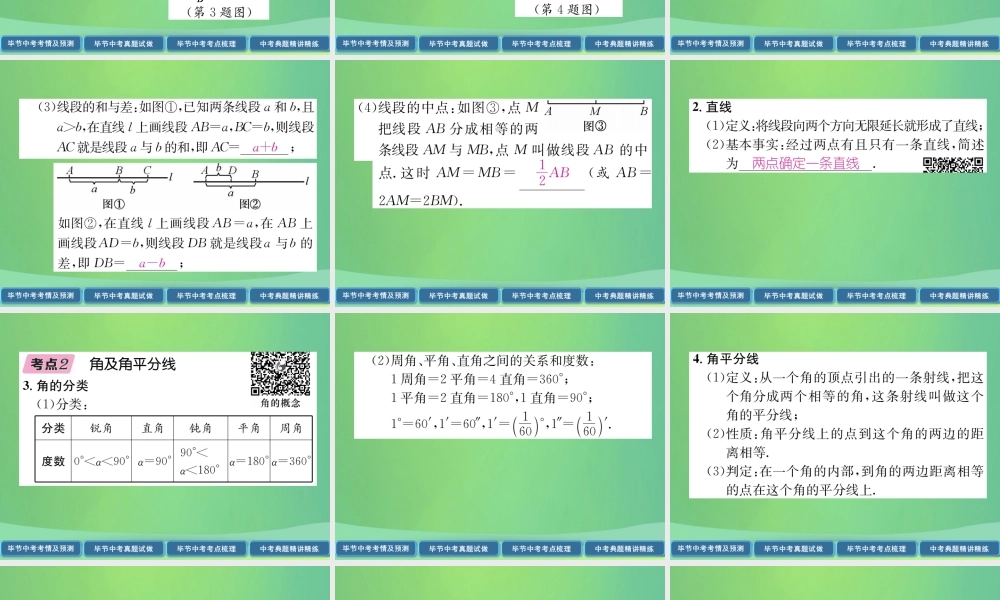中考数学复习 第4章 图形的性质 第13课时 线段、角、相交线与平行线(精讲)课件